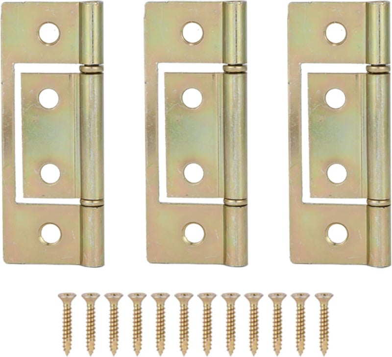 Lashow 6 Pack Bifold Door Hinge Non-Mortise Bi-fold Door Hinges Surface Mounted Hinges for Closet Bifold Doors，3 Inch & Brushed Brass - Image 1